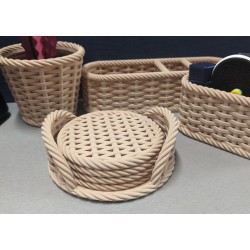Set de 6 Posavasos con Apariencia Tejida y Base Organizadora
